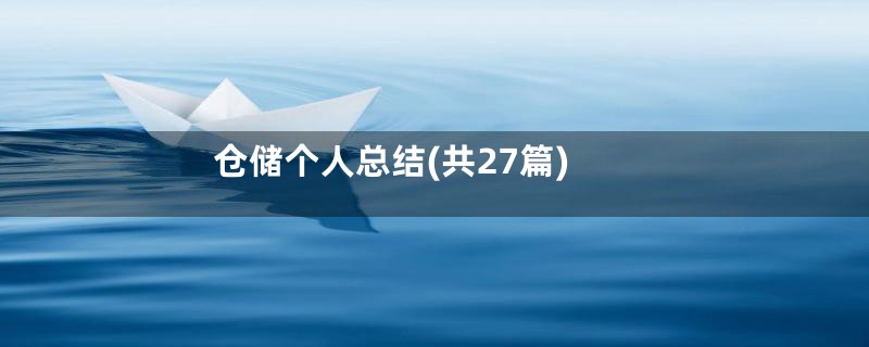 仓储个人总结(共27篇)