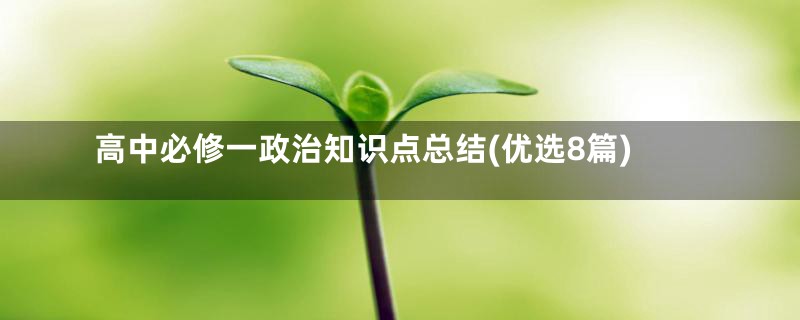 高中必修一政治知识点总结(优选8篇)