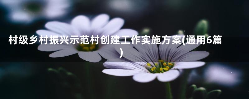 村级乡村振兴示范村创建工作实施方案(通用6篇)