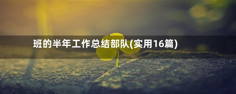 班的半年工作总结部队(实用16篇)