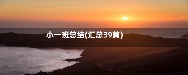 小一班总结(汇总39篇)