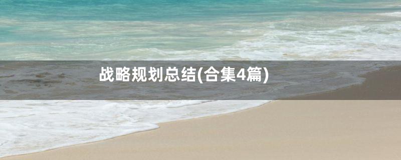 战略规划总结(合集4篇)