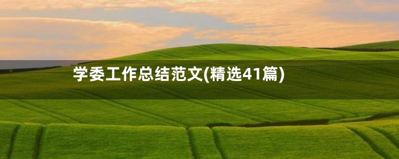 学委工作总结范文(精选41篇)