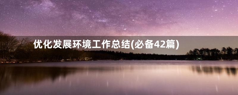 优化发展环境工作总结(必备42篇)