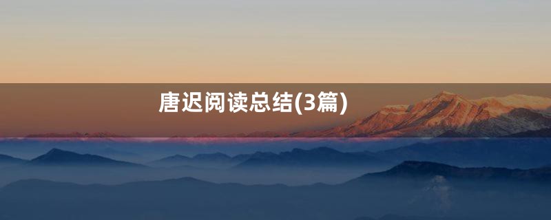 唐迟阅读总结(3篇)