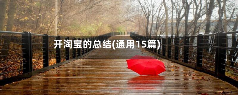开淘宝的总结(通用15篇)