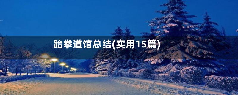 跆拳道馆总结(实用15篇)
