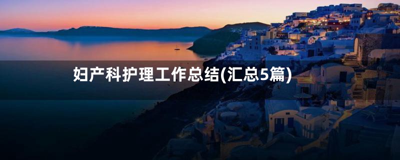 妇产科护理工作总结(汇总5篇)