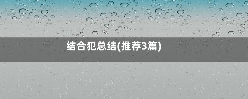 结合犯总结(推荐3篇)
