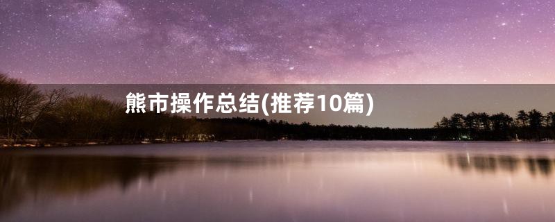 熊市操作总结(推荐10篇)