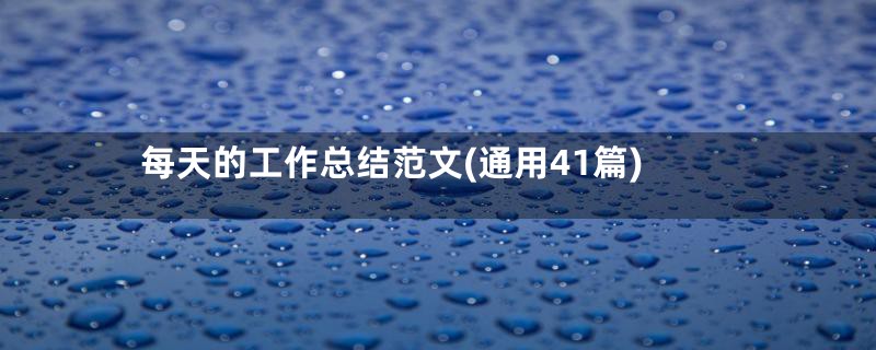 每天的工作总结范文(通用41篇)