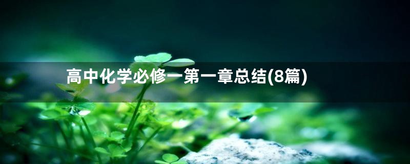 高中化学必修一第一章总结(8篇)
