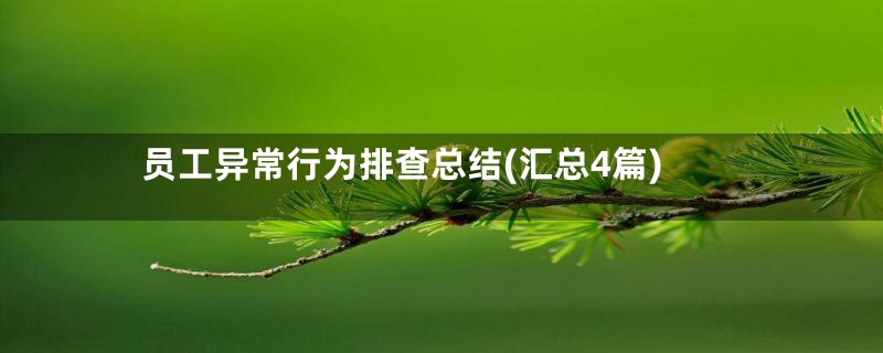 员工异常行为排查总结(汇总4篇)