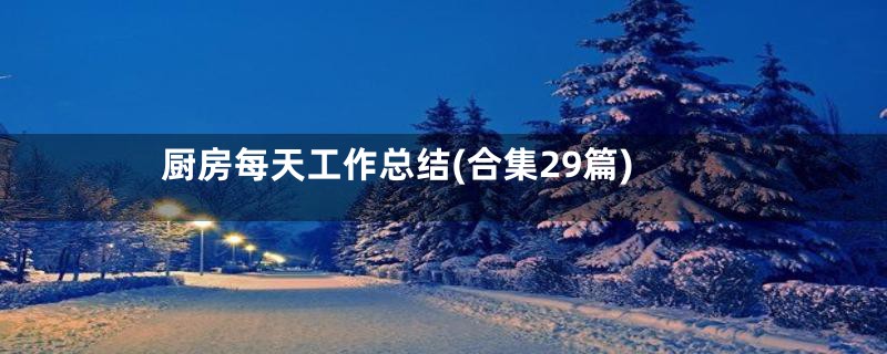 厨房每天工作总结(合集29篇)