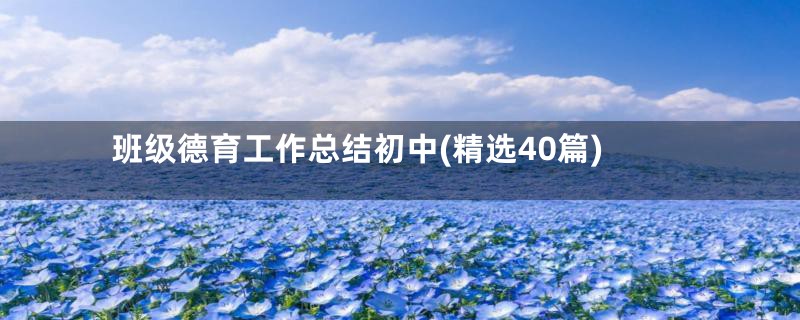 班级德育工作总结初中(精选40篇)