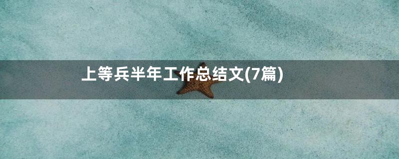 上等兵半年工作总结文(7篇)