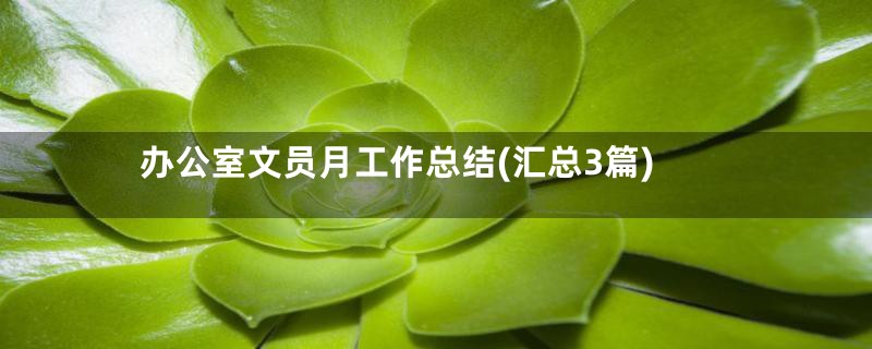 办公室文员月工作总结(汇总3篇)