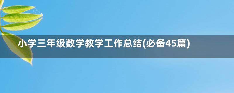 小学三年级数学教学工作总结(必备45篇)