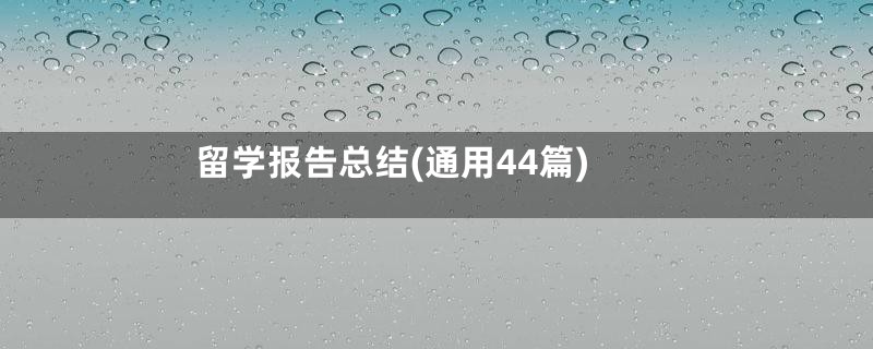 留学报告总结(通用44篇)
