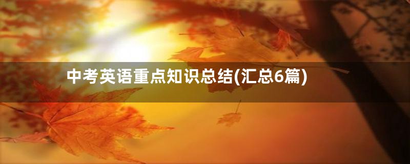 中考英语重点知识总结(汇总6篇)
