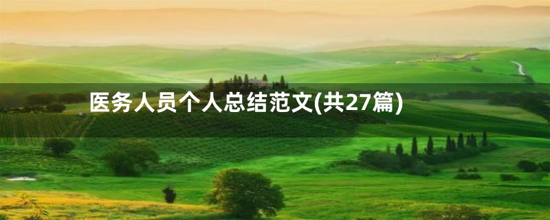 医务人员个人总结范文(共27篇)