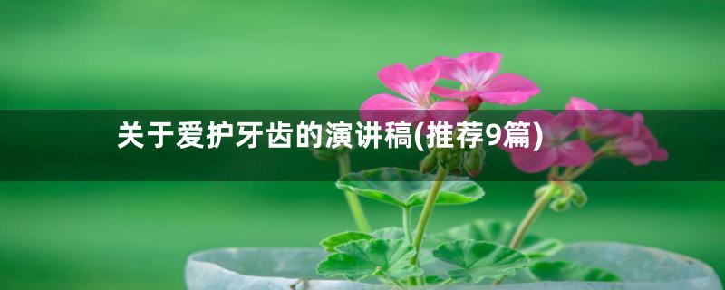 关于爱护牙齿的演讲稿(推荐9篇)