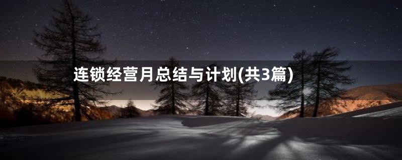 连锁经营月总结与计划(共3篇)