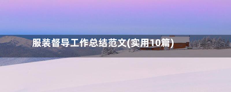 服装督导工作总结范文(实用10篇)
