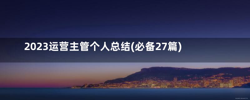 2023运营主管个人总结(必备27篇)