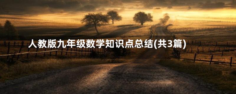 人教版九年级数学知识点总结(共3篇)