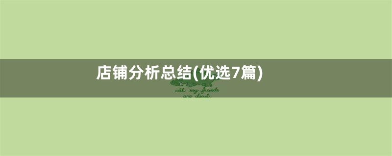 店铺分析总结(优选7篇)