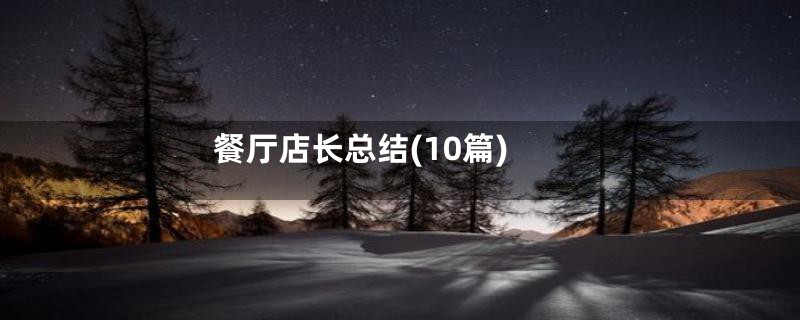 餐厅店长总结(10篇)
