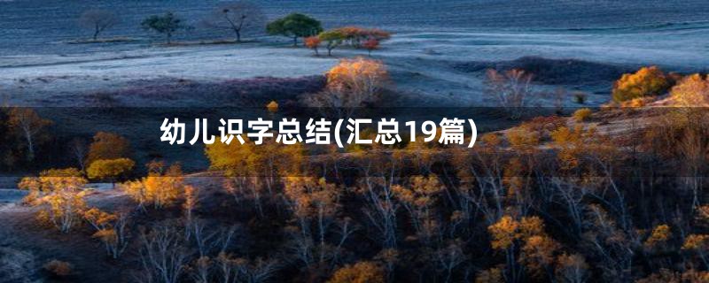 幼儿识字总结(汇总19篇)