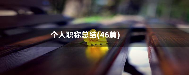 个人职称总结(46篇)