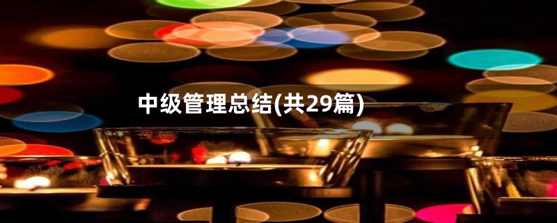 中级管理总结(共29篇)