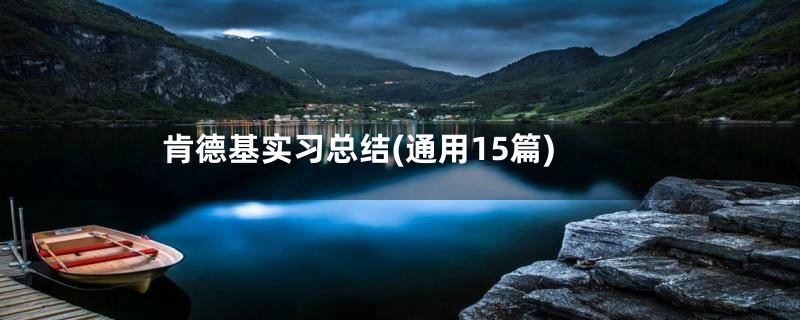 肯德基实习总结(通用15篇)