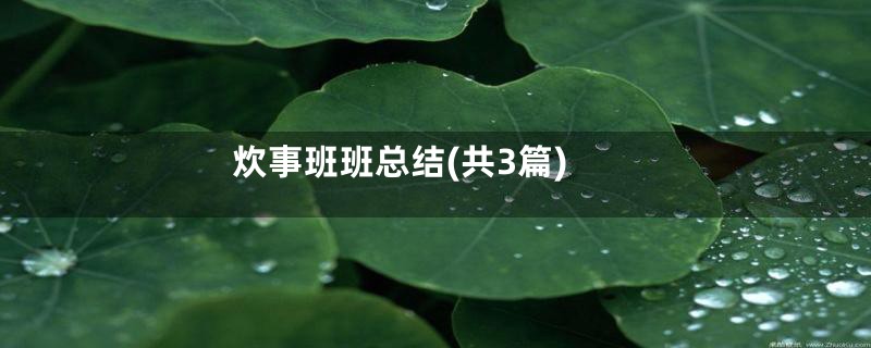炊事班班总结(共3篇)