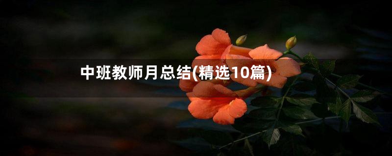 中班教师月总结(精选10篇)