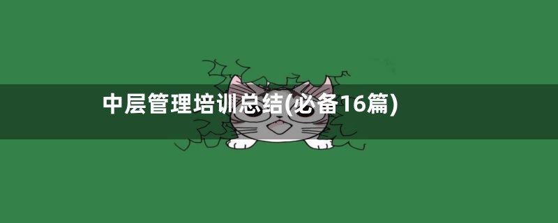中层管理培训总结(必备16篇)