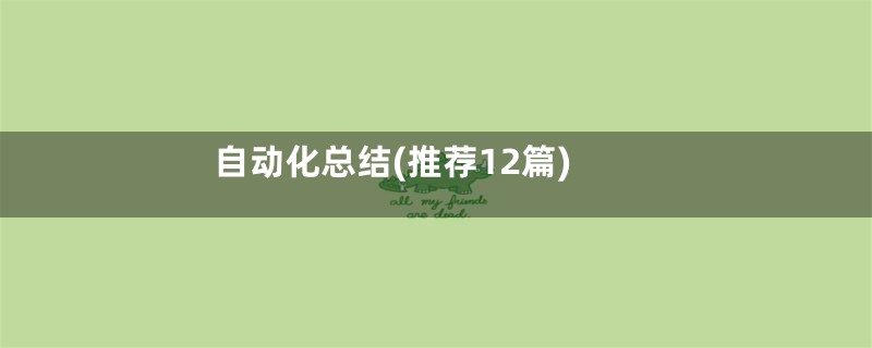 自动化总结(推荐12篇)