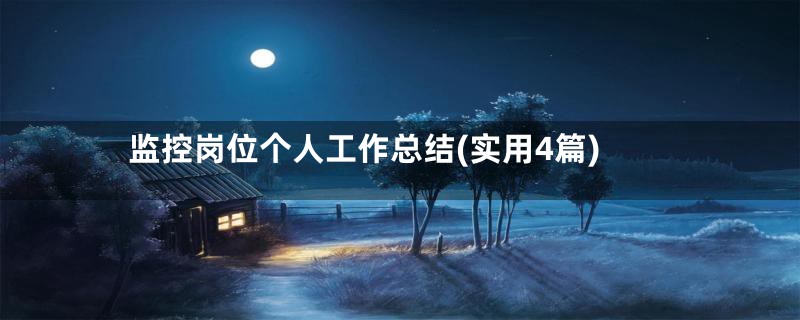 监控岗位个人工作总结(实用4篇)