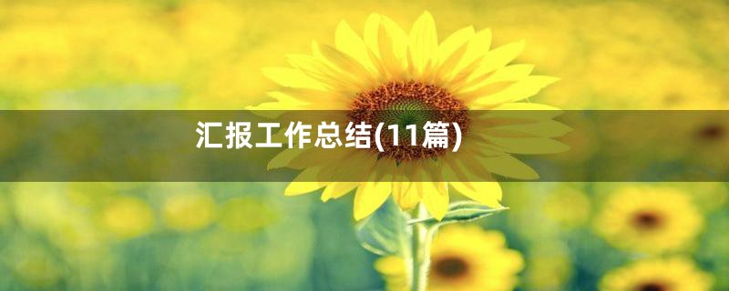 汇报工作总结(11篇)