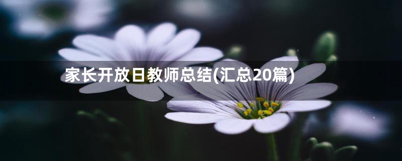 家长开放日教师总结(汇总20篇)
