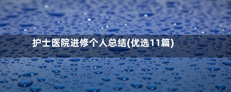 护士医院进修个人总结(优选11篇)