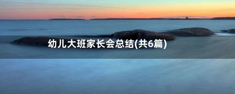 幼儿大班家长会总结(共6篇)