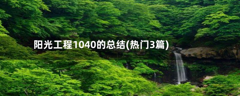 阳光工程1040的总结(热门3篇)