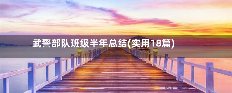 武警部队班级半年总结(实用18篇)