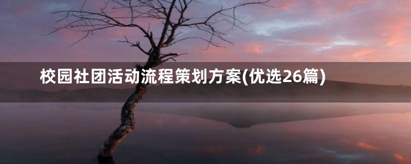 校园社团活动流程策划方案(优选26篇)