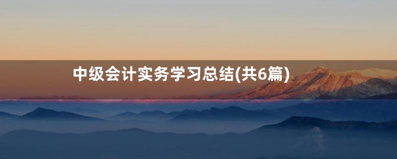中级会计实务学习总结(共6篇)