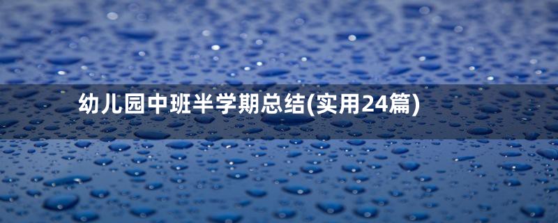 幼儿园中班半学期总结(实用24篇)